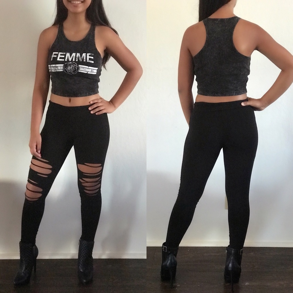 Brand New Racer Back Crop Top in Charcoal